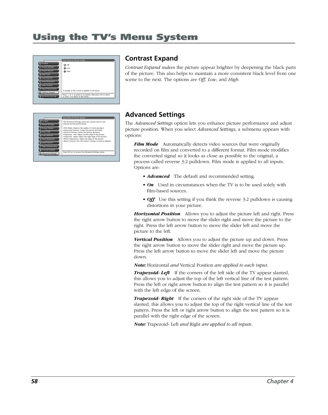 RCA DVR2080, DVR2160 manual Contrast Expand, Advanced Settings 