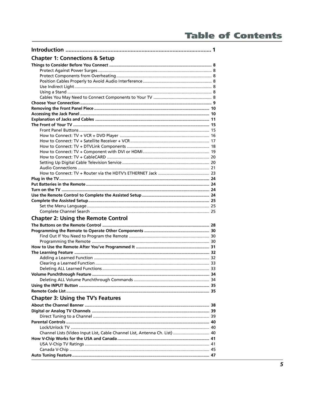 RCA DVR2160, DVR2080 manual Table of Contents 