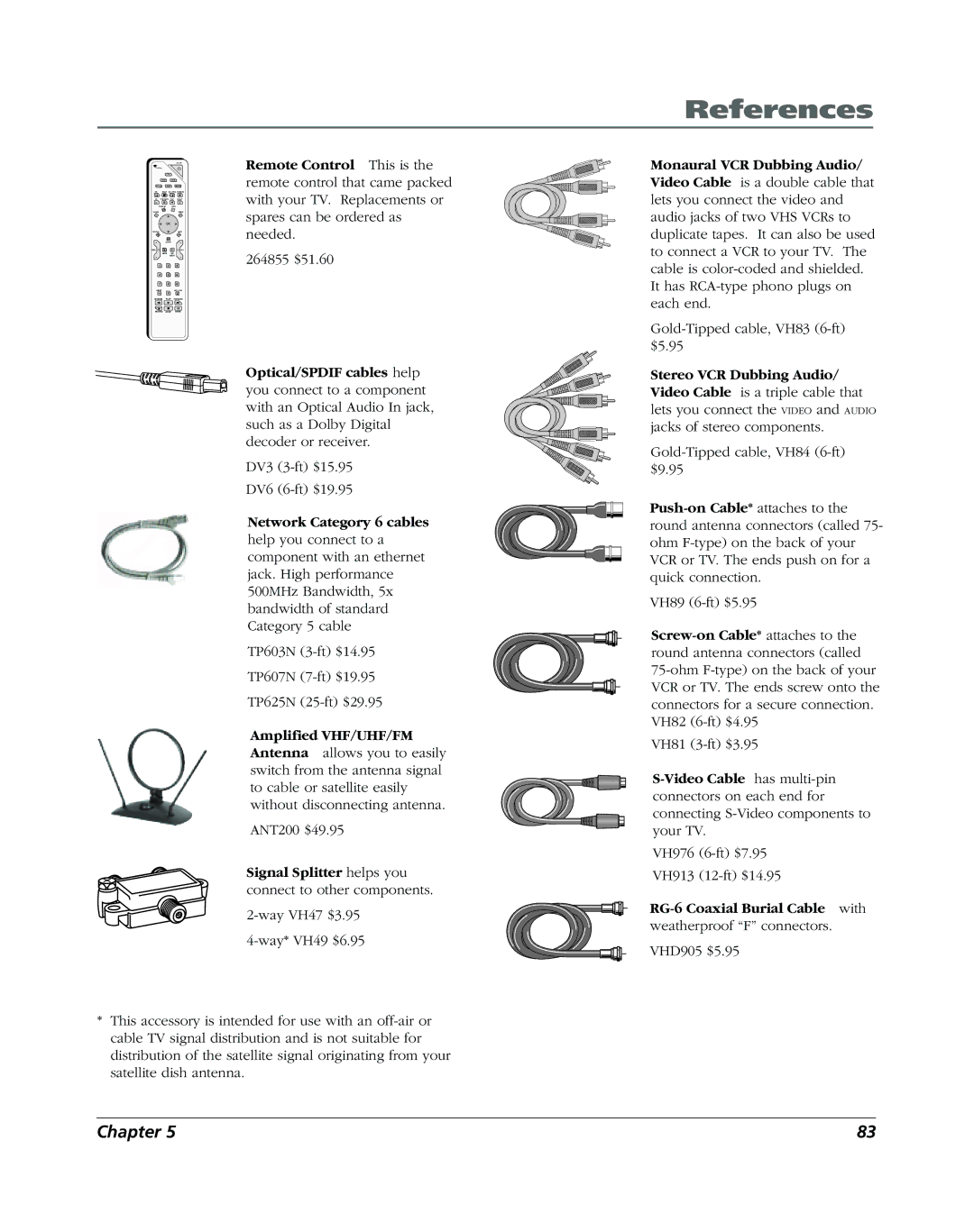 RCA DVR2160, DVR2080 manual RG-6 Coaxial Burial Cable with weatherproof F connectors 