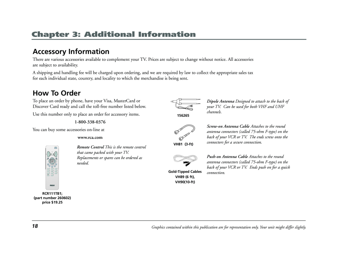 RCA E13320 manual Accessory Information, How To Order, Additional Information 