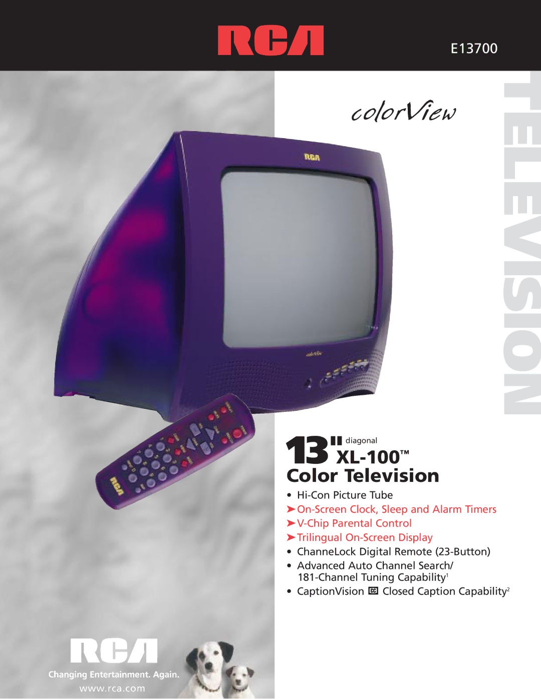 RCA E13700 manual Television 