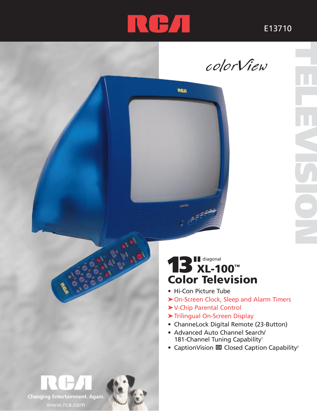 RCA E13710 manual Television 