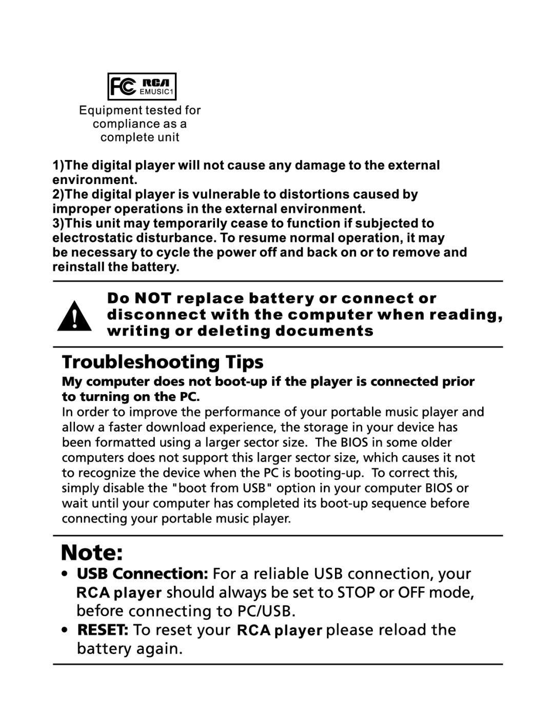 RCA EMUSIC1 manual 