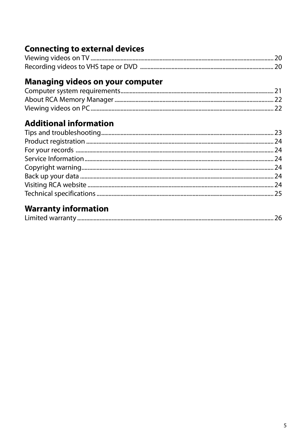 RCA EZ1010RD, EZ1010BL user manual Connecting to external devices 