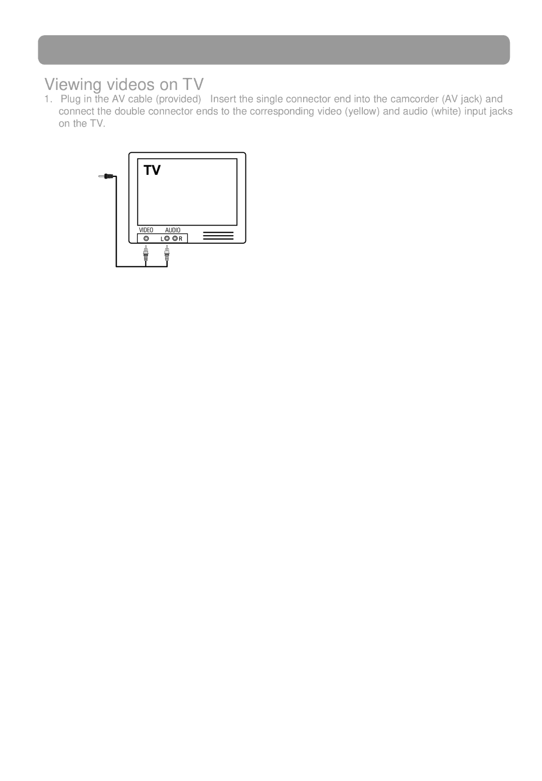 RCA EZ1100 user manual Connecting to external devices, Viewing videos on TV, Recording videos to VHS tape or DVD 