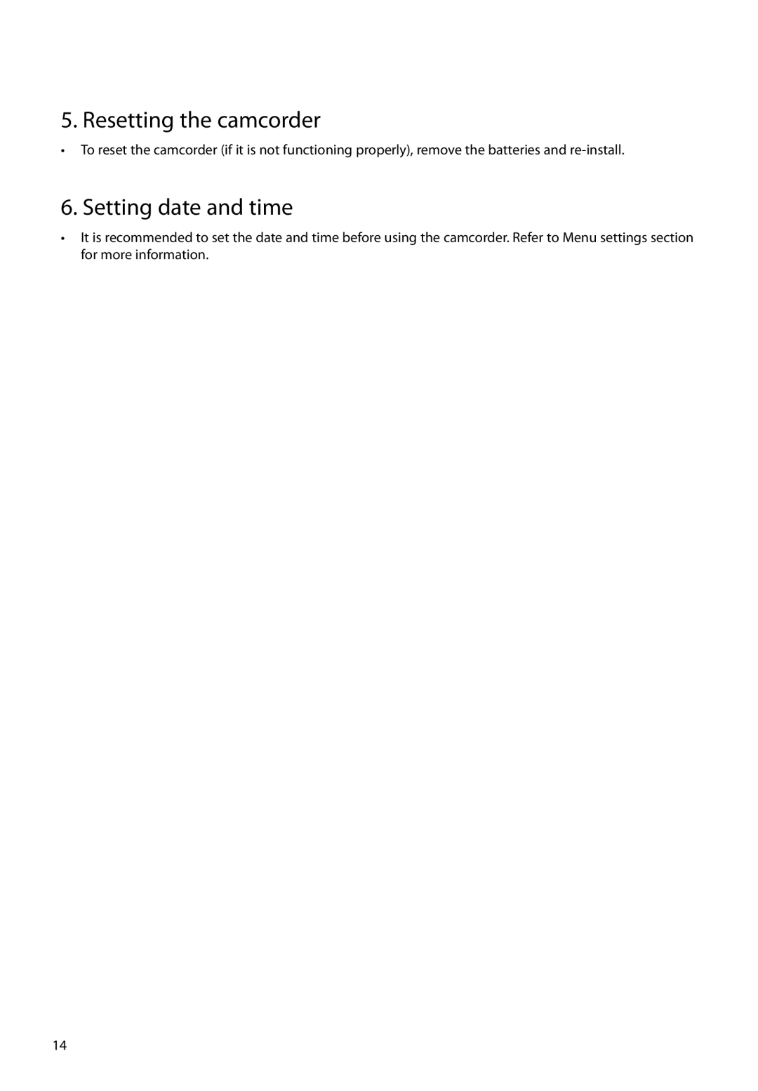 RCA EZ2050 user manual Resetting the camcorder, Setting date and time 