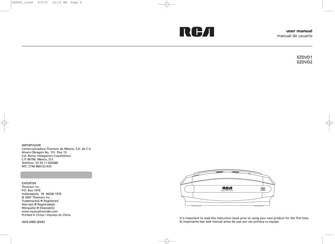 RCA user manual EZDVD1 EZDVD2 