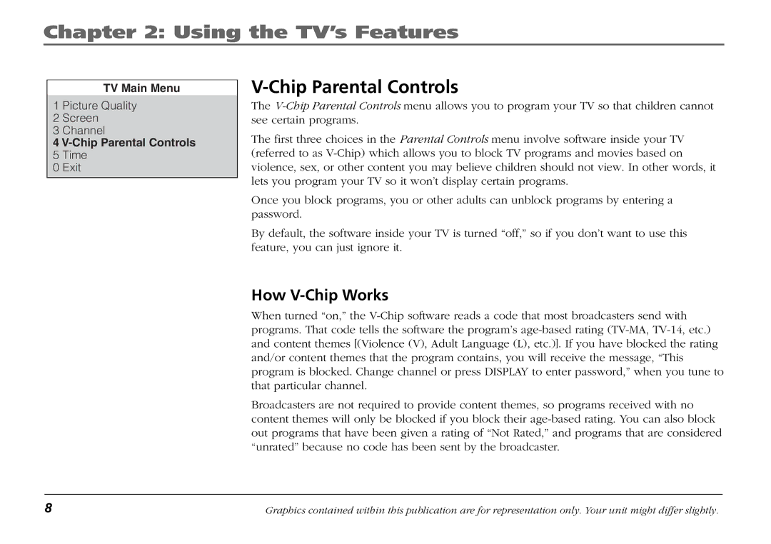 RCA F19421 manual Chip Parental Controls, How V-Chip Works 