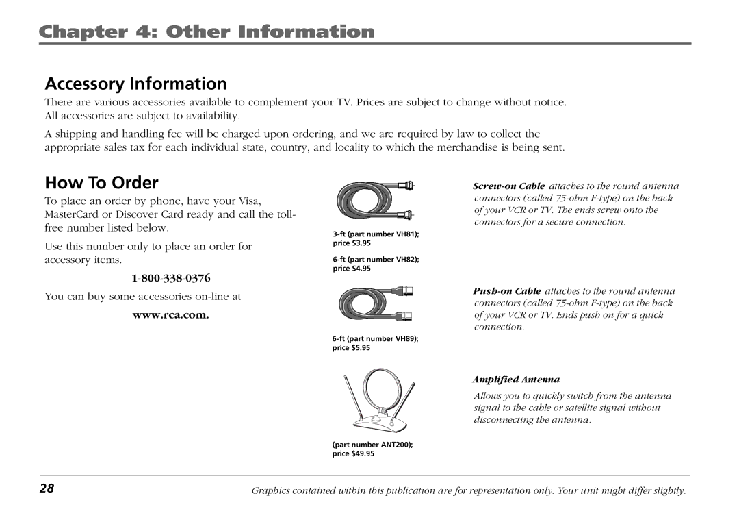 RCA F19421 manual Accessory Information, How To Order 