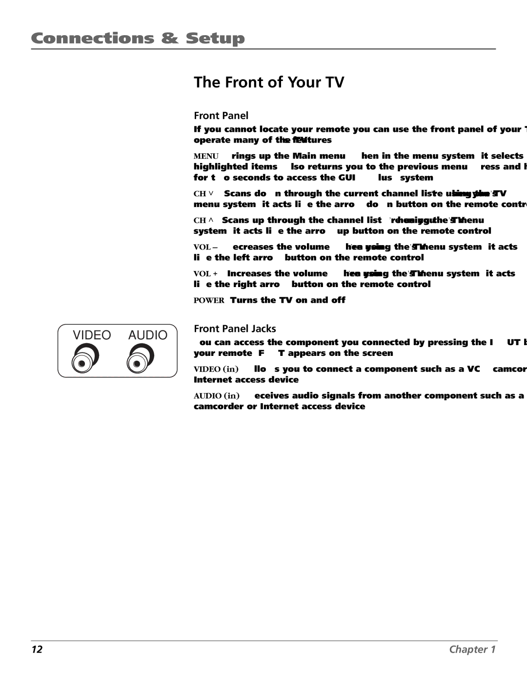 RCA F19422 manual Front of Your TV, Front Panel Jacks 