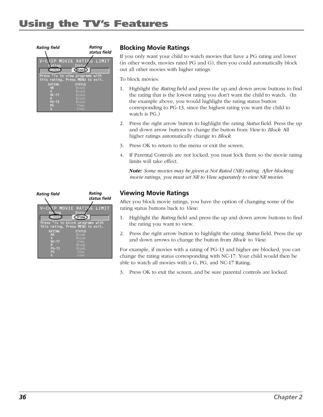 RCA F19422 manual Blocking Movie Ratings, Viewing Movie Ratings 