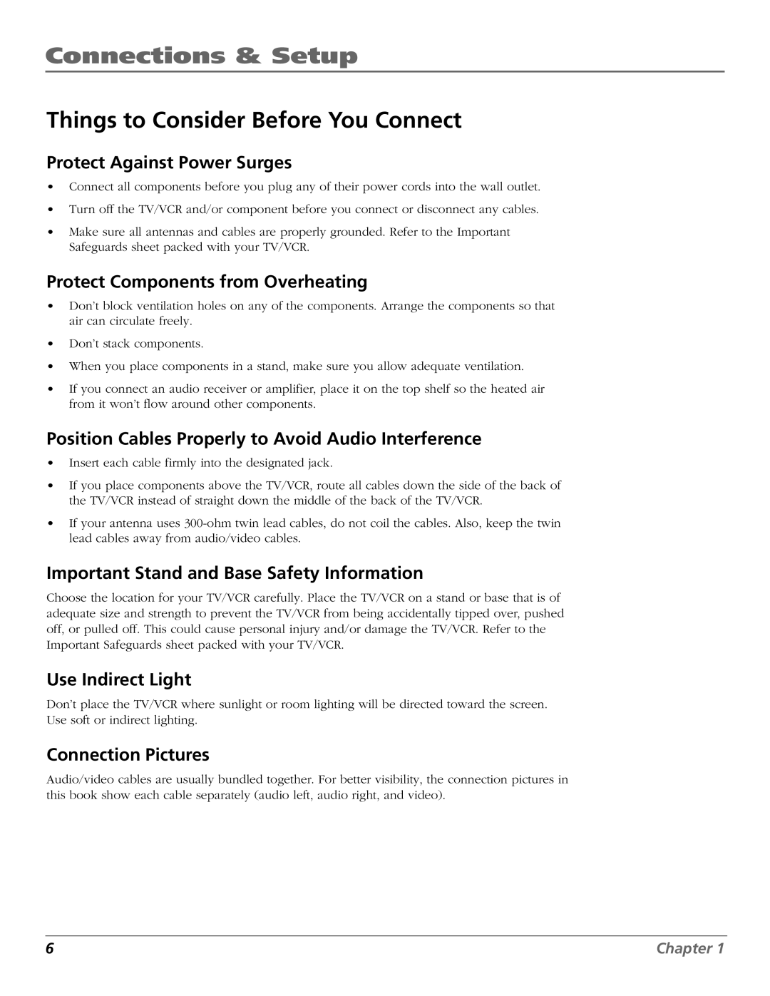 RCA F19425 manual Connections & Setup, Things to Consider Before You Connect 