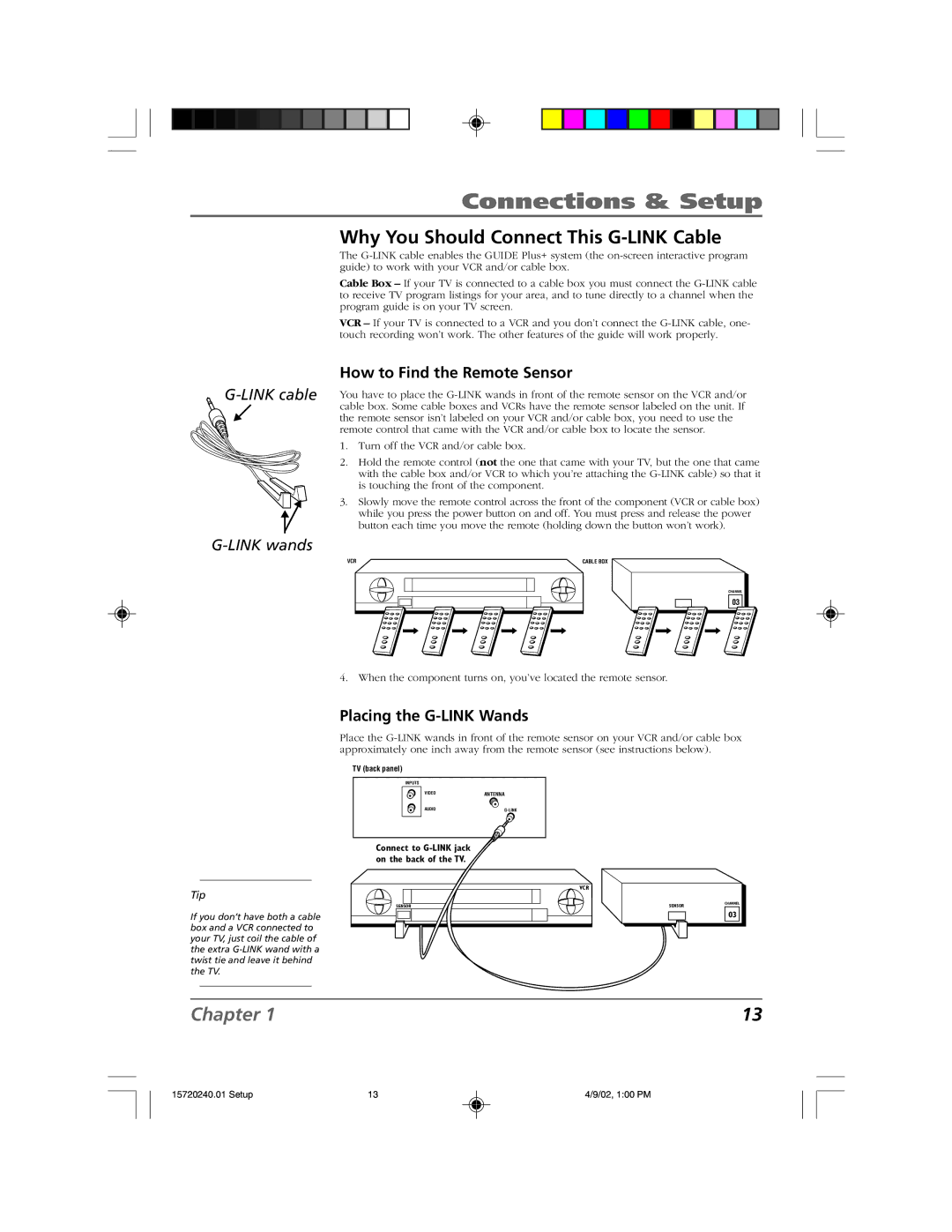 RCA F19426 manual Why You Should Connect This G-LINK Cable, How to Find the Remote Sensor, Placing the G-LINK Wands 