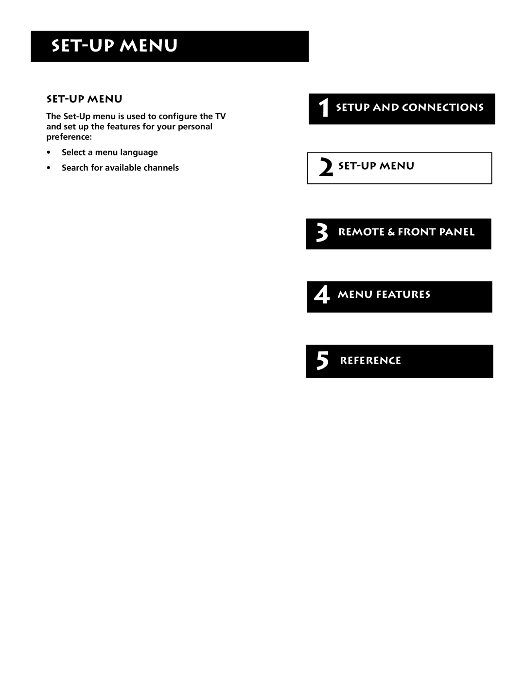 RCA F19430 manual SET-UP Menu 