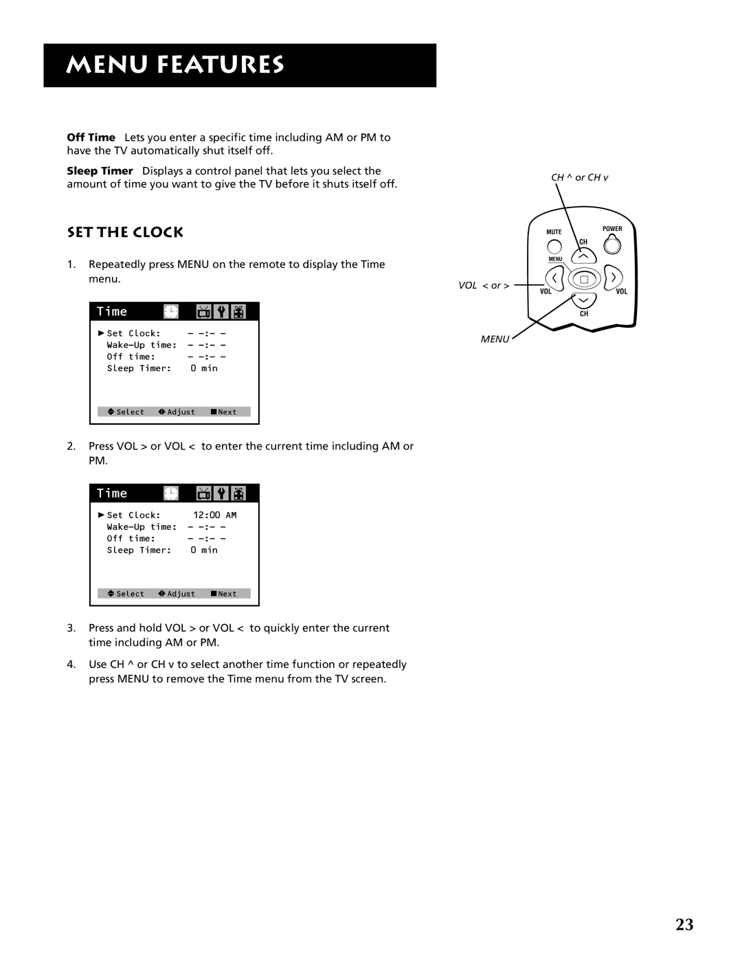 RCA F19430 manual SET the Clock 