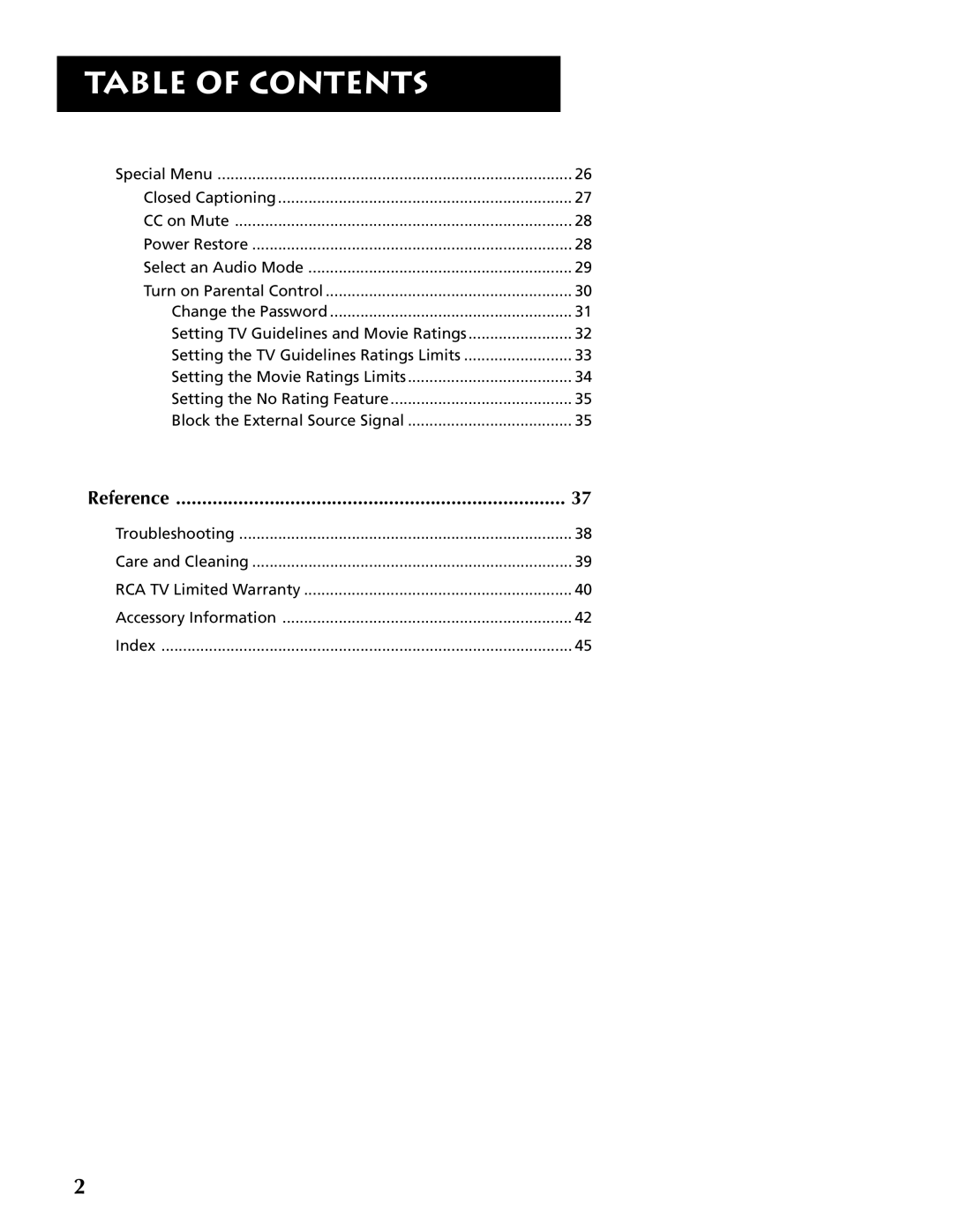 RCA F19430 manual Reference 