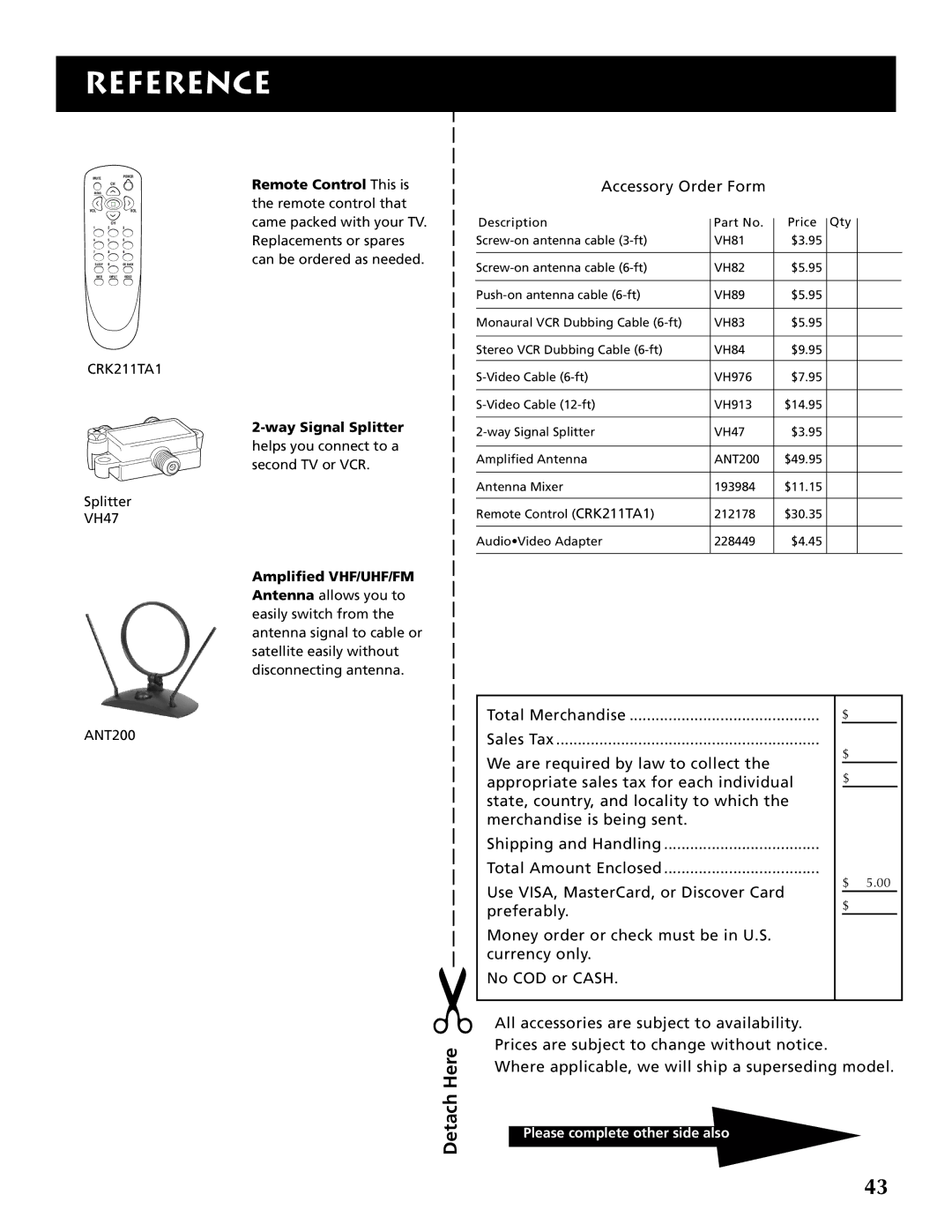 RCA F19430 manual HereDetach, Amplified VHF/UHF/FM 