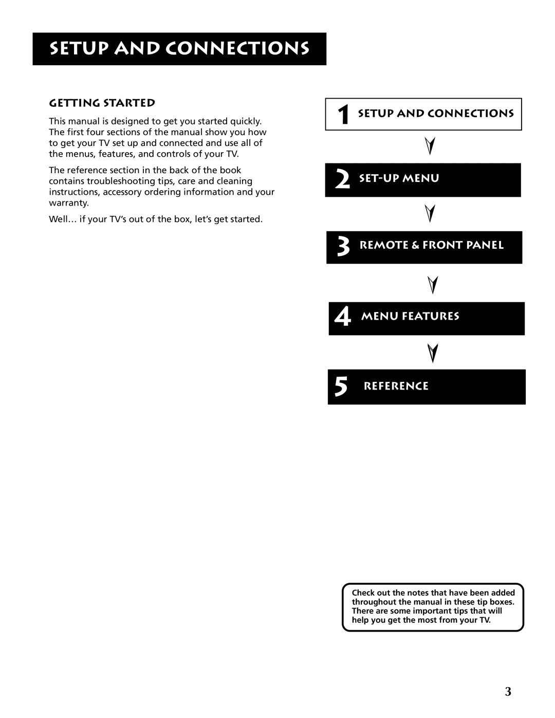 RCA F19430 manual Setup and Connections, Getting Started 