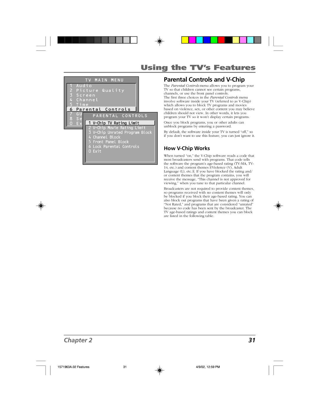 RCA F19436 manual Parental Controls and V-Chip, How V-Chip Works 