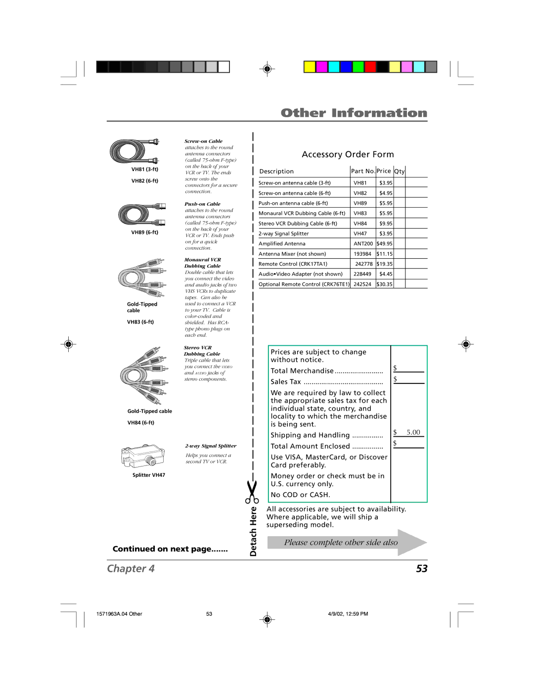 RCA F19436 manual Here, Detach 