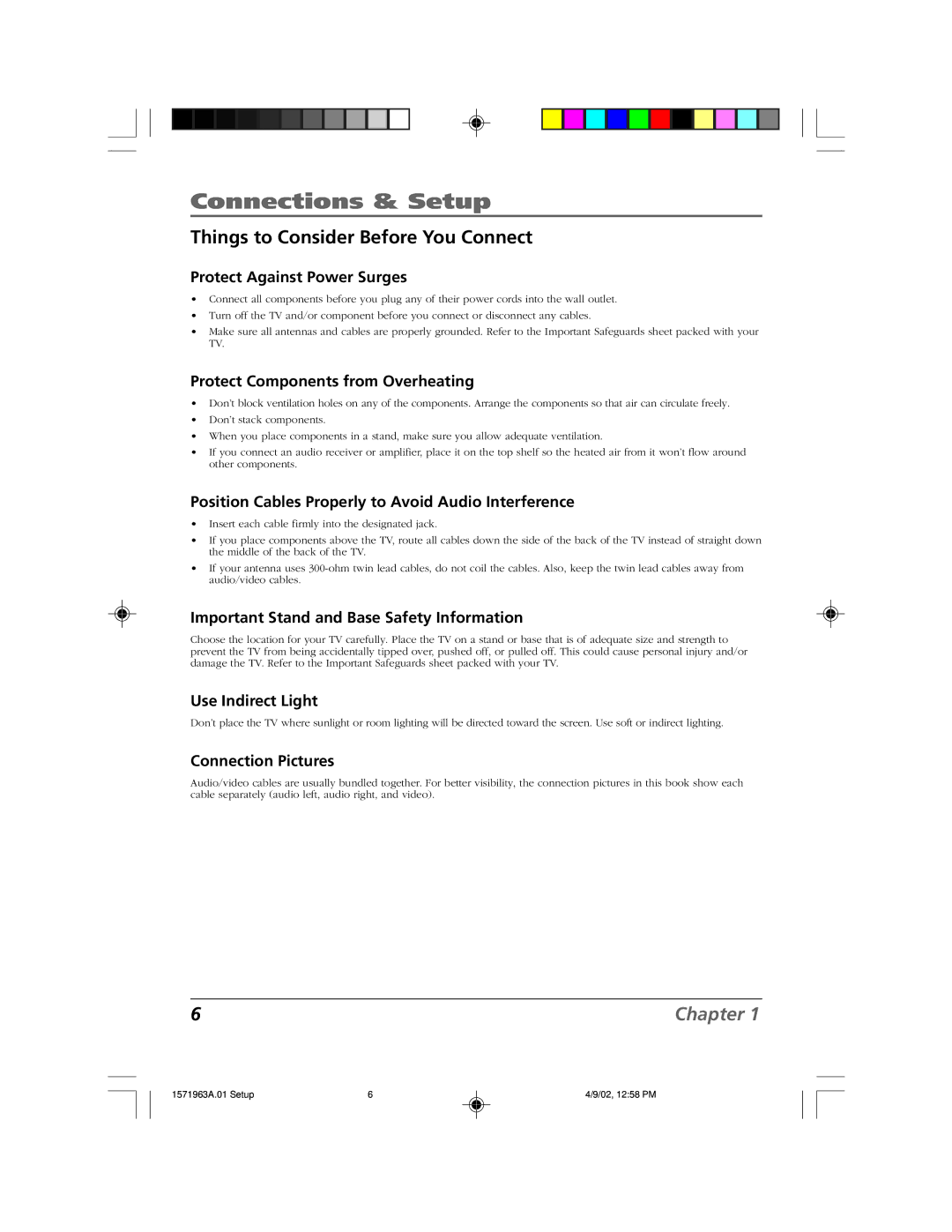 RCA F19436 manual Connections & Setup, Things to Consider Before You Connect 