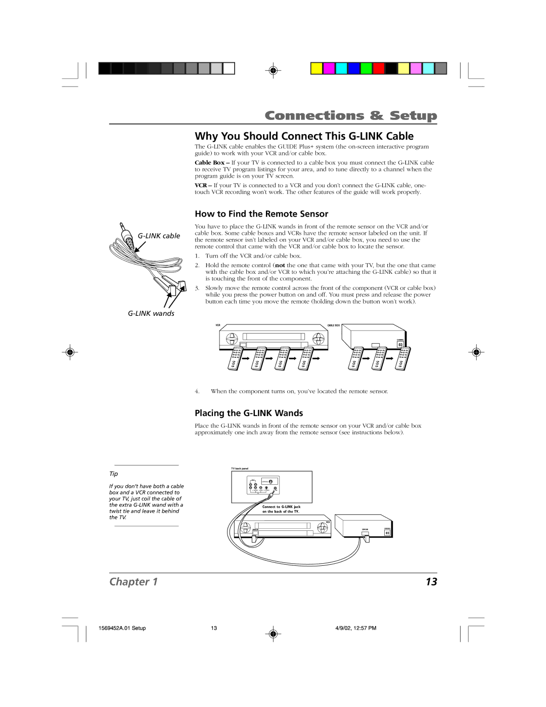 RCA F20TF10 manual Why You Should Connect This G-LINK Cable, How to Find the Remote Sensor, Placing the G-LINK Wands 