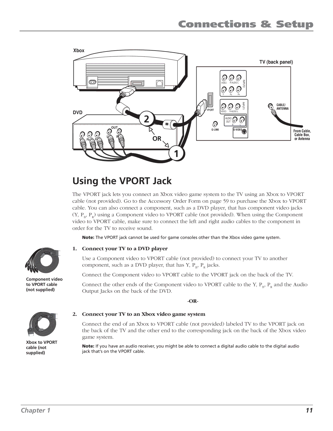 RCA F20TF20, MR51TF20, F27TF700, MR68TF700 manual Using the Vport Jack, Dvd 