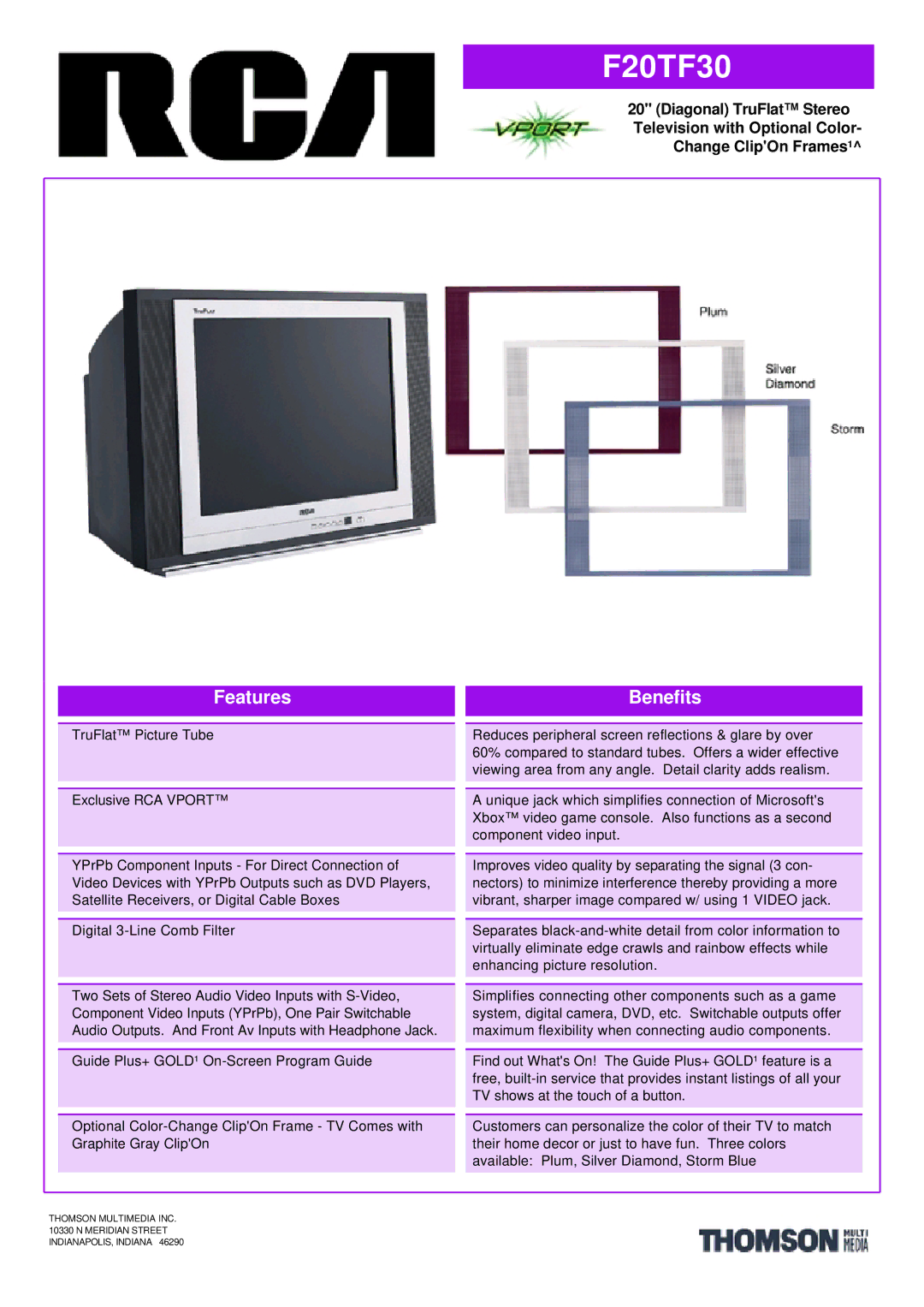 RCA F20TF30 manual 