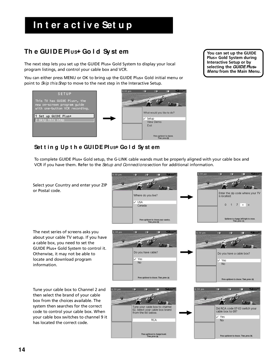 RCA F25305, F20645 manual Setting UP the Guide PIUS+ Gold System 