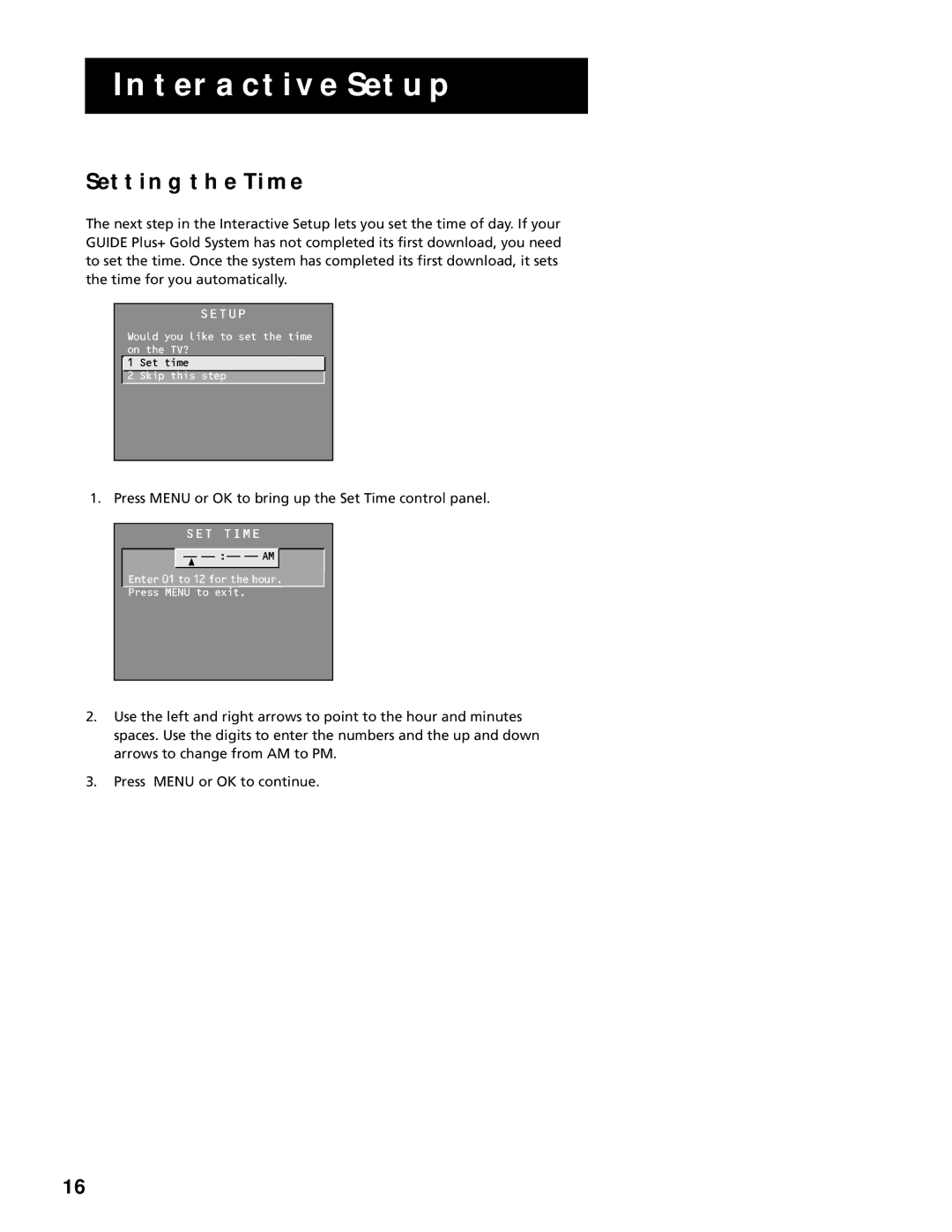 RCA F25305, F20645 manual Setting the Time 