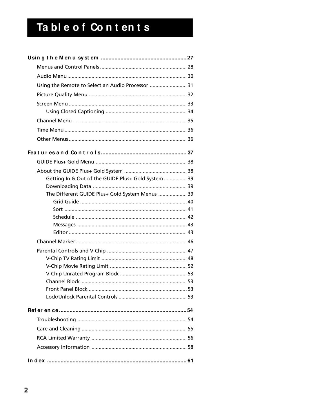 RCA F25305, F20645 manual Using the Menu System 