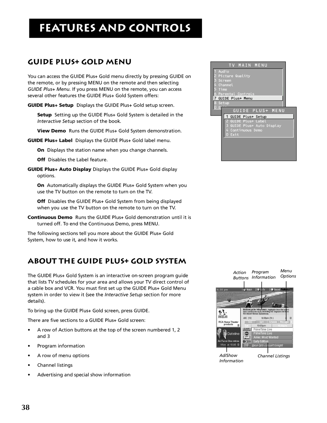 RCA F25305, F20645 manual Guide PLUS+ Gold Menu, About the Guide PLUS+ Gold System 