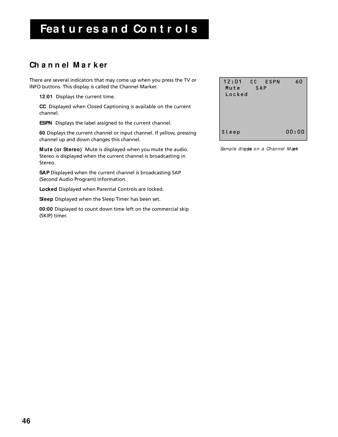 RCA F25305, F20645 manual Channel Marker 