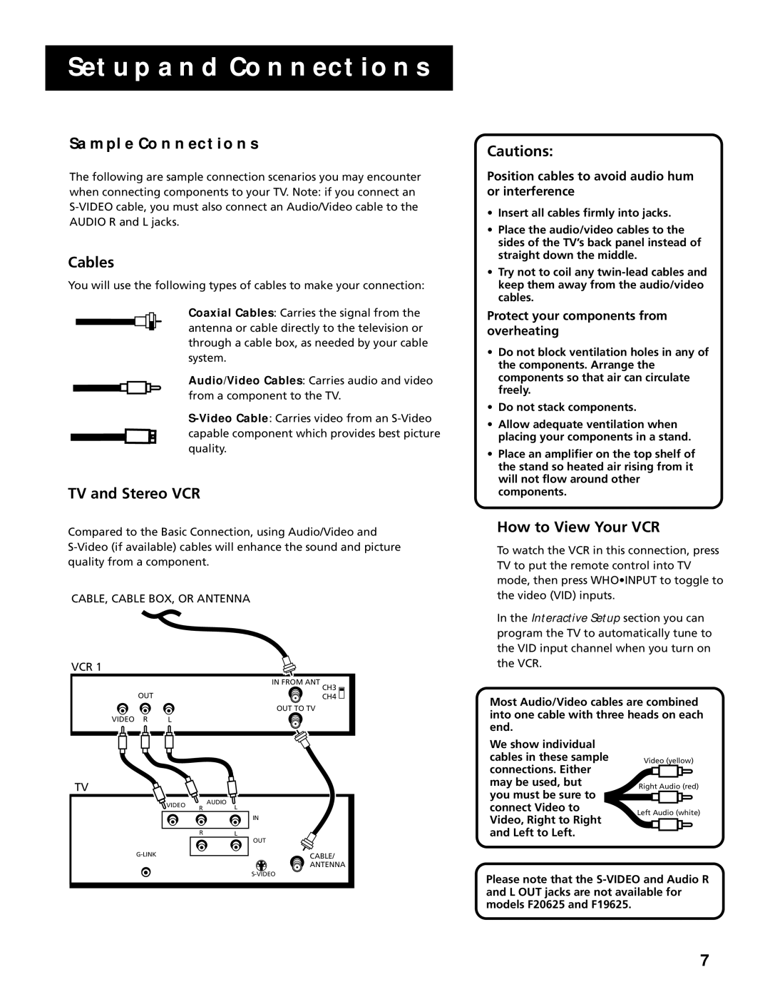 RCA F20645, F25305 manual Sample Connections, TV and Stereo VCR, How to View Your VCR 