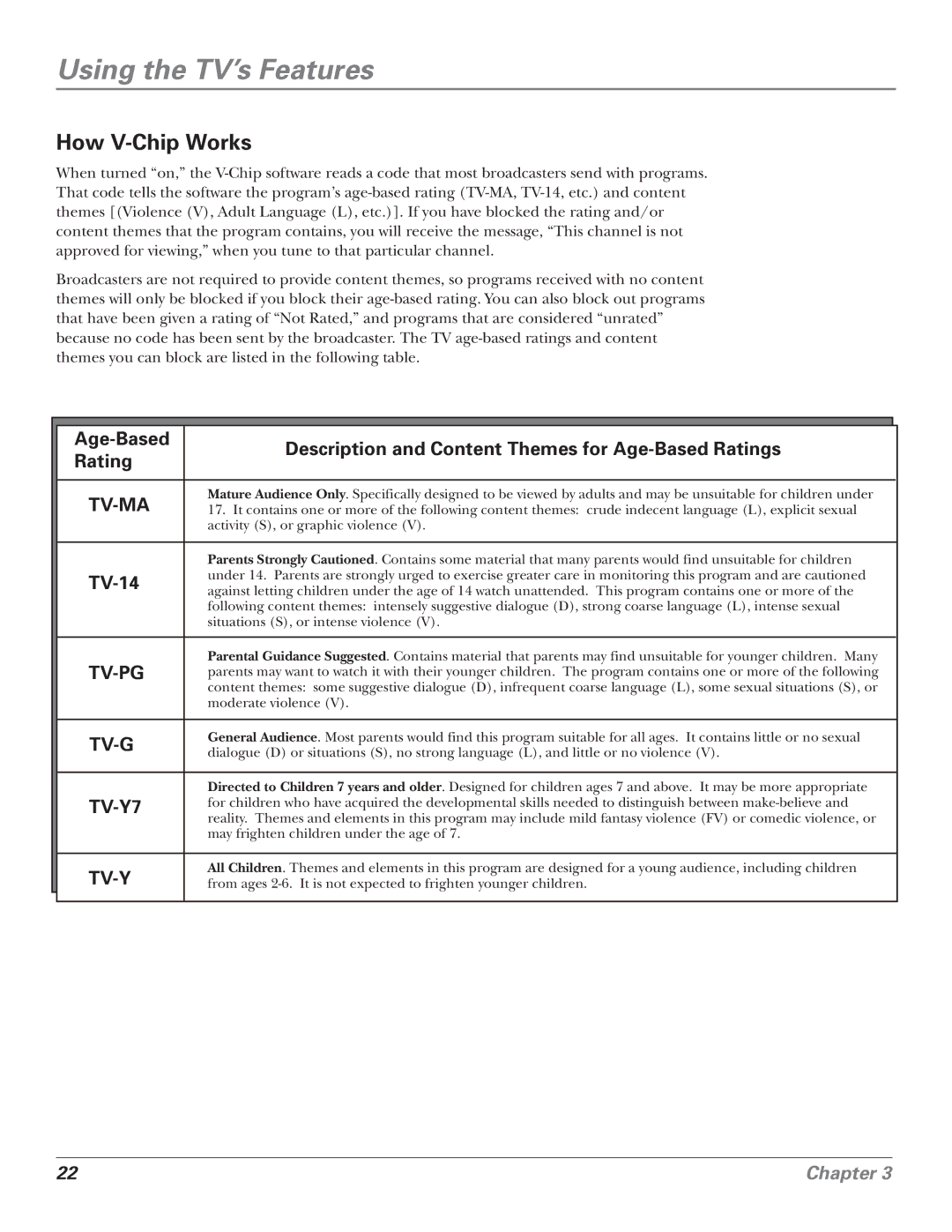 RCA F25339 manual How V-Chip Works, TV-14 