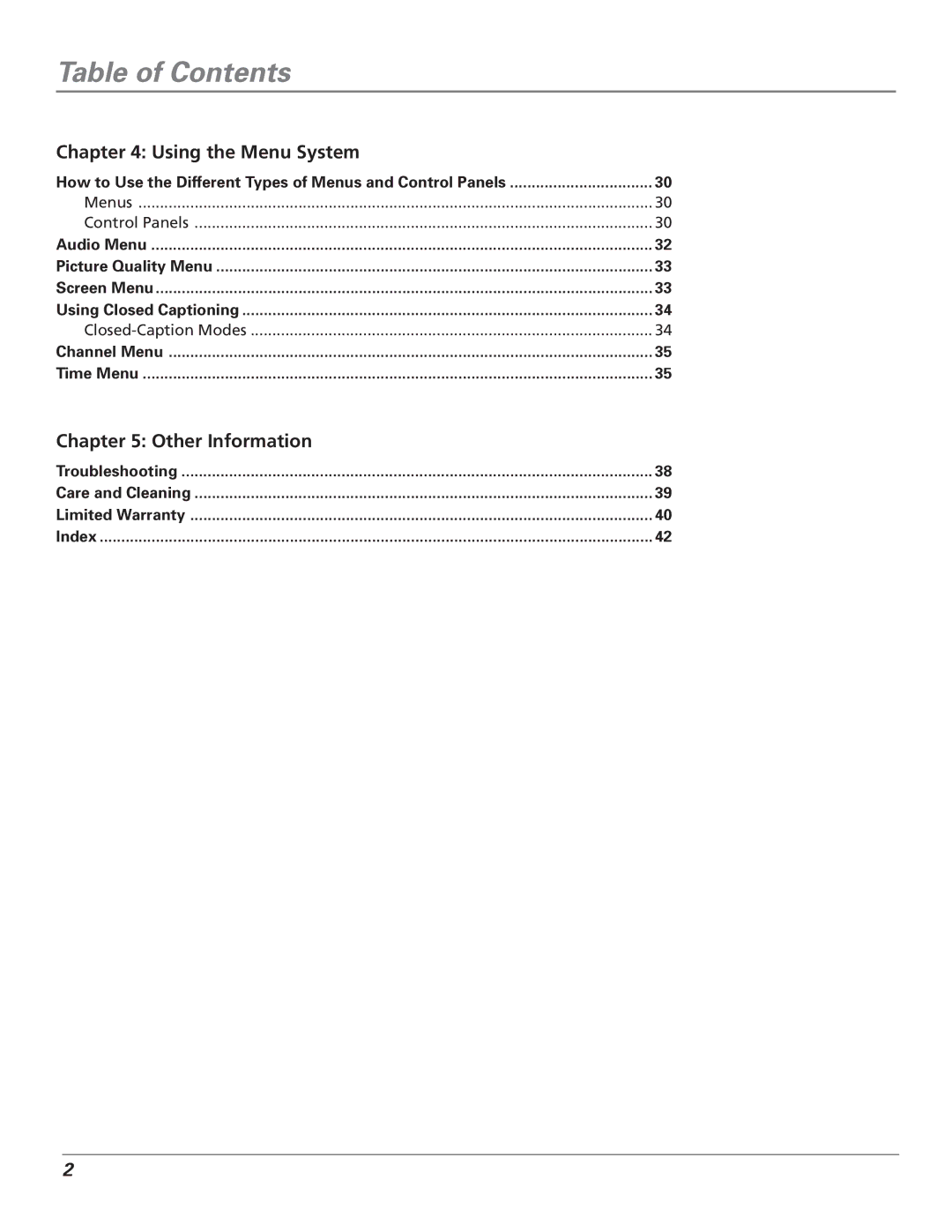 RCA F25339 manual Using the Menu System, Other Information 