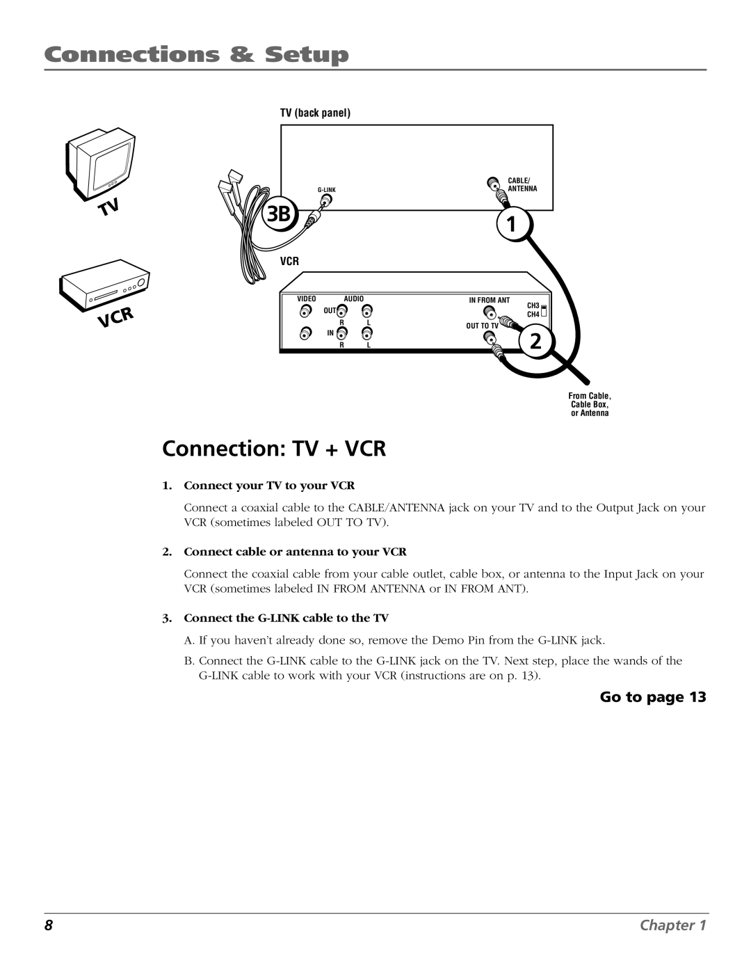 RCA F25422, F19432 manual Connection TV + VCR, Vcr 