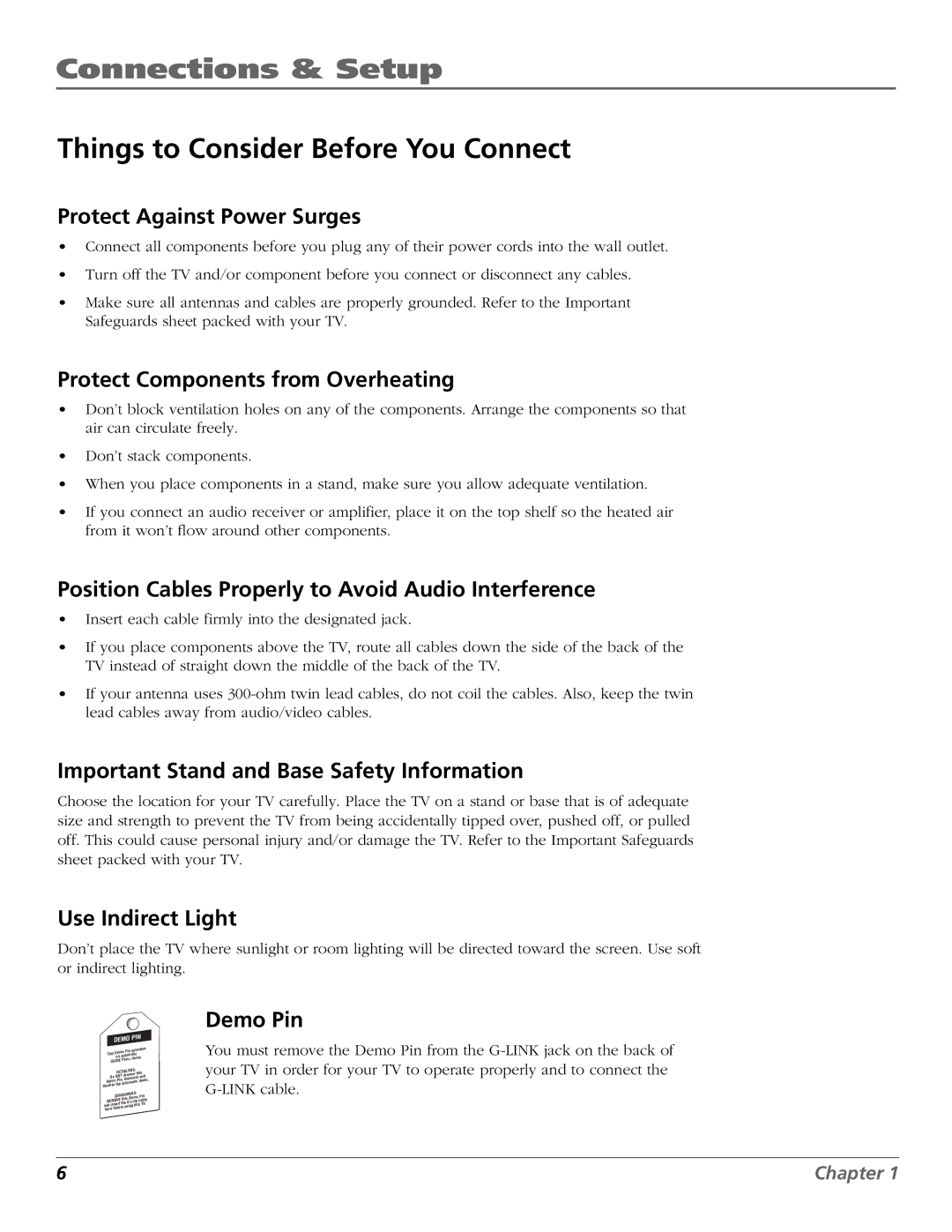 RCA F25423 manual Connections & Setup, Things to Consider Before You Connect 