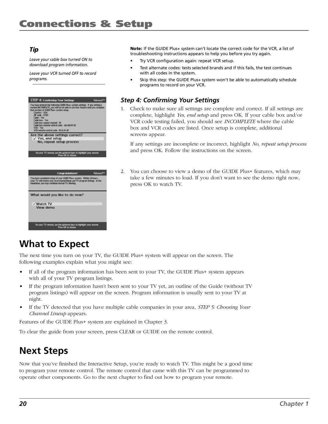 RCA F27443 manual What to Expect, Next Steps 