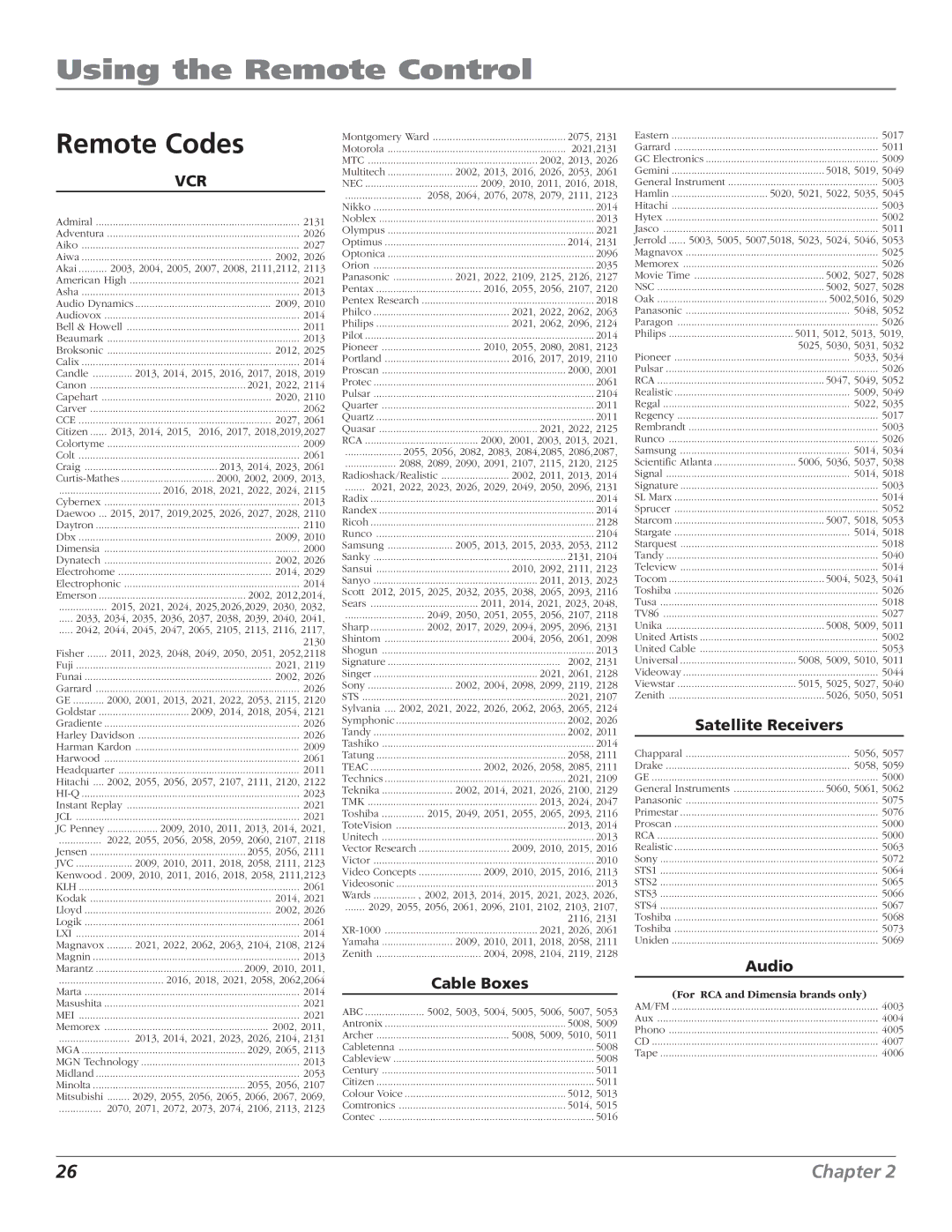 RCA F27443 manual Remote Codes, Cable Boxes 