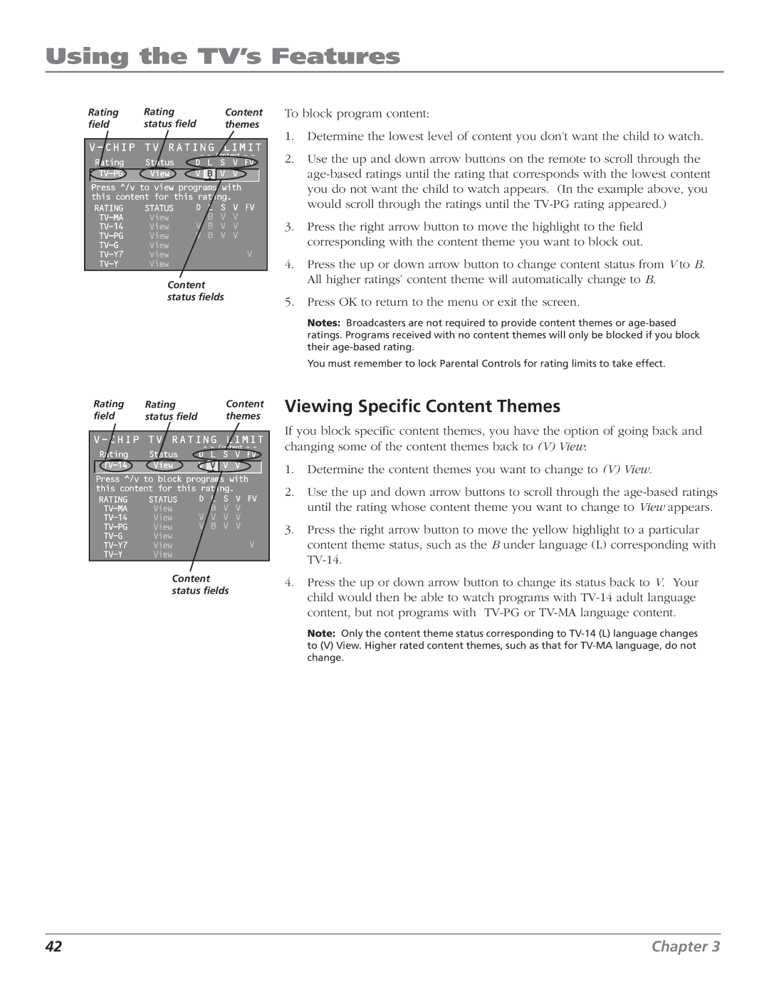 RCA F27443 manual Viewing Specific Content Themes 