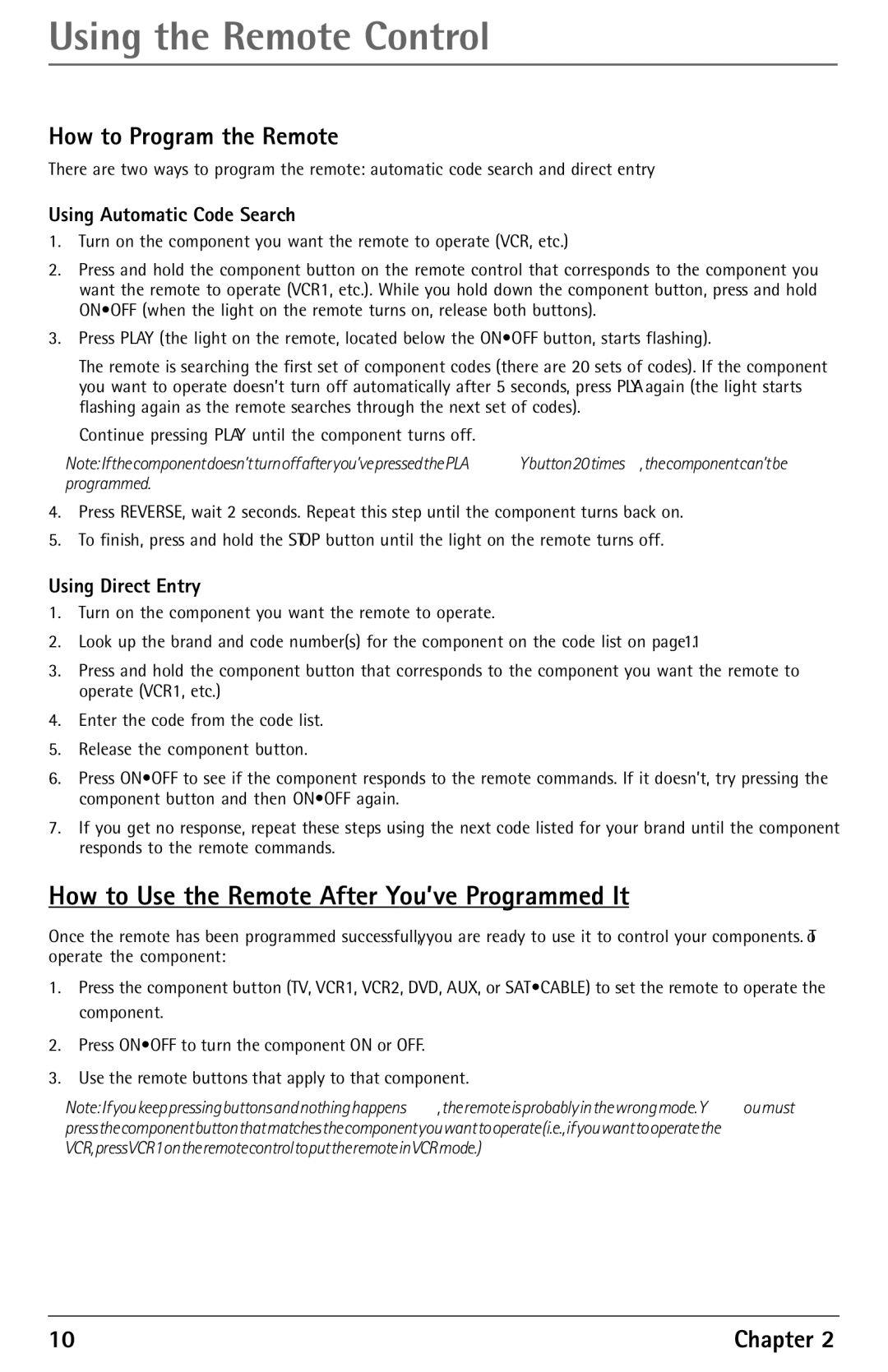 RCA F27450 manual How to Use the Remote After You’ve Programmed It, How to Program the Remote, Chapter, Using Direct Entry 