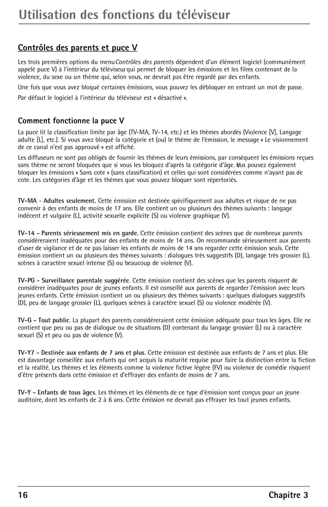 RCA F27450 manual Contrôles des parents et puce, Comment fonctionne la puce 