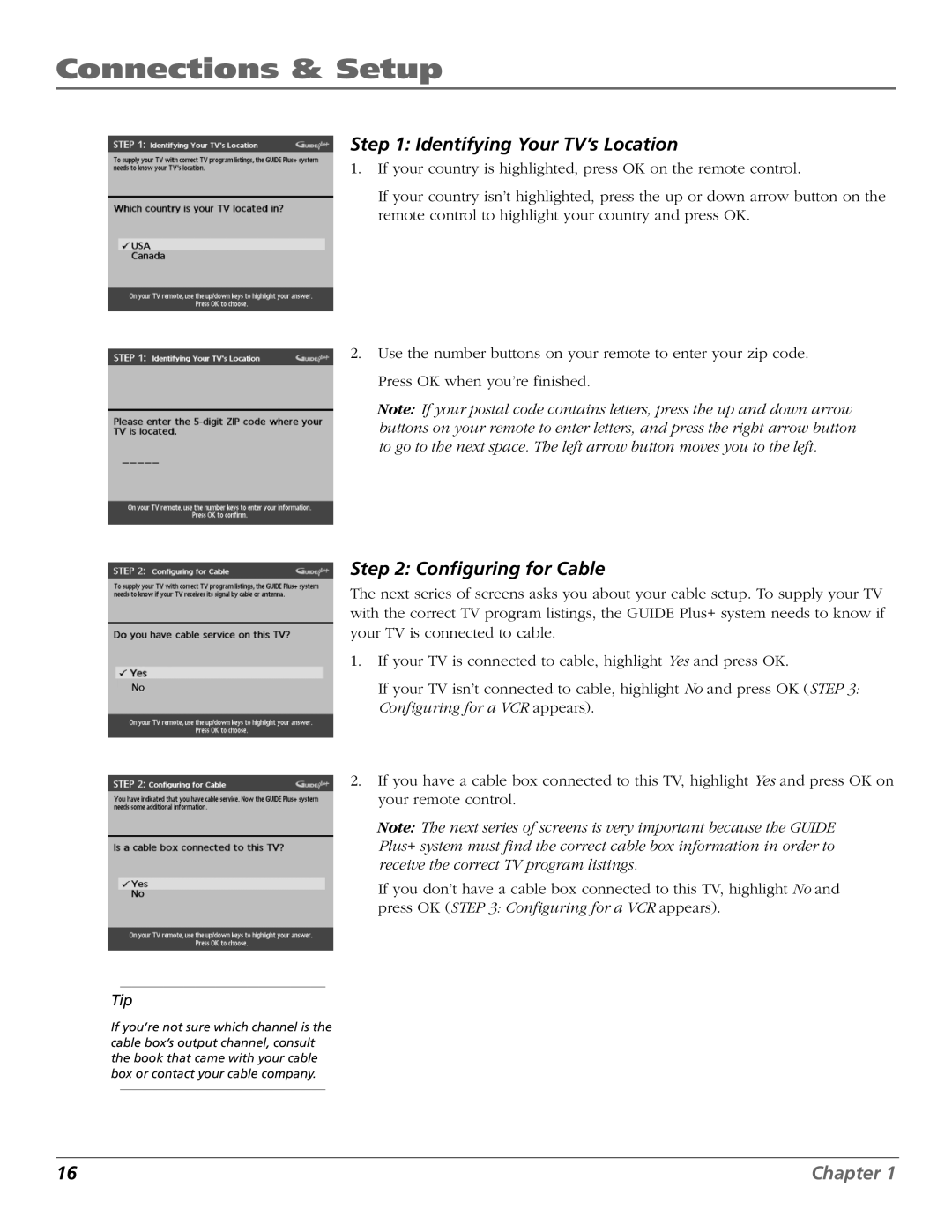 RCA F27669 manual Identifying Your TV’s Location 