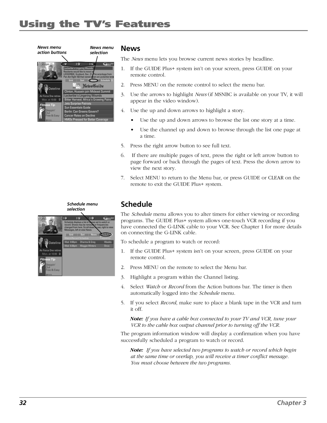 RCA F27669 manual News, Schedule 