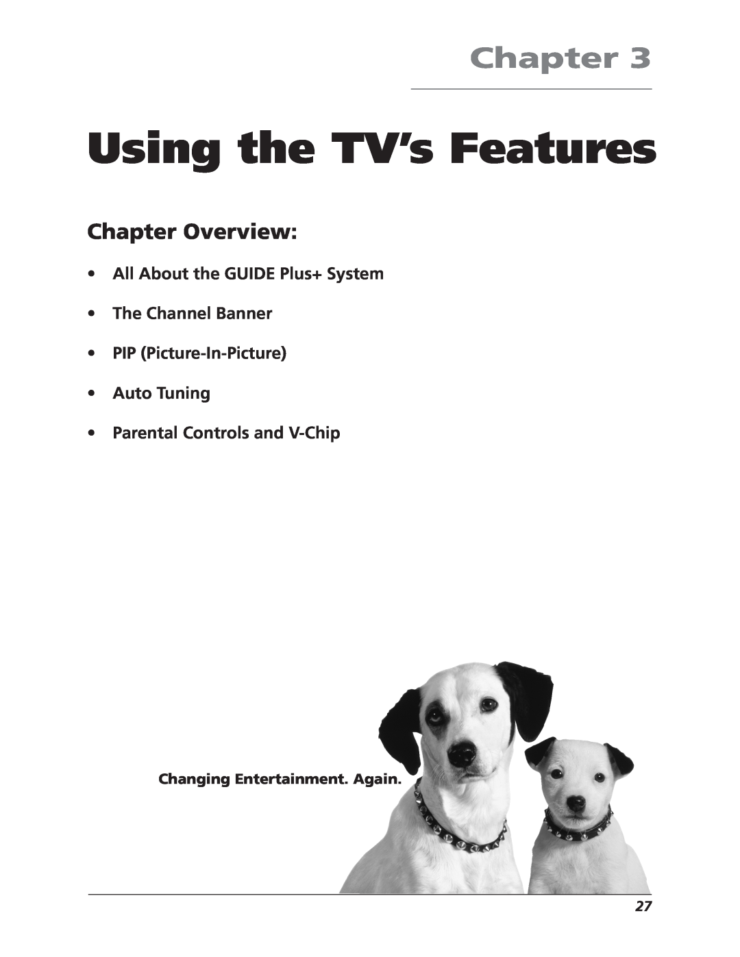 RCA F27669 manual Using the TV’s Features, All About the GUIDE Plus+ System The Channel Banner, Chapter Overview 