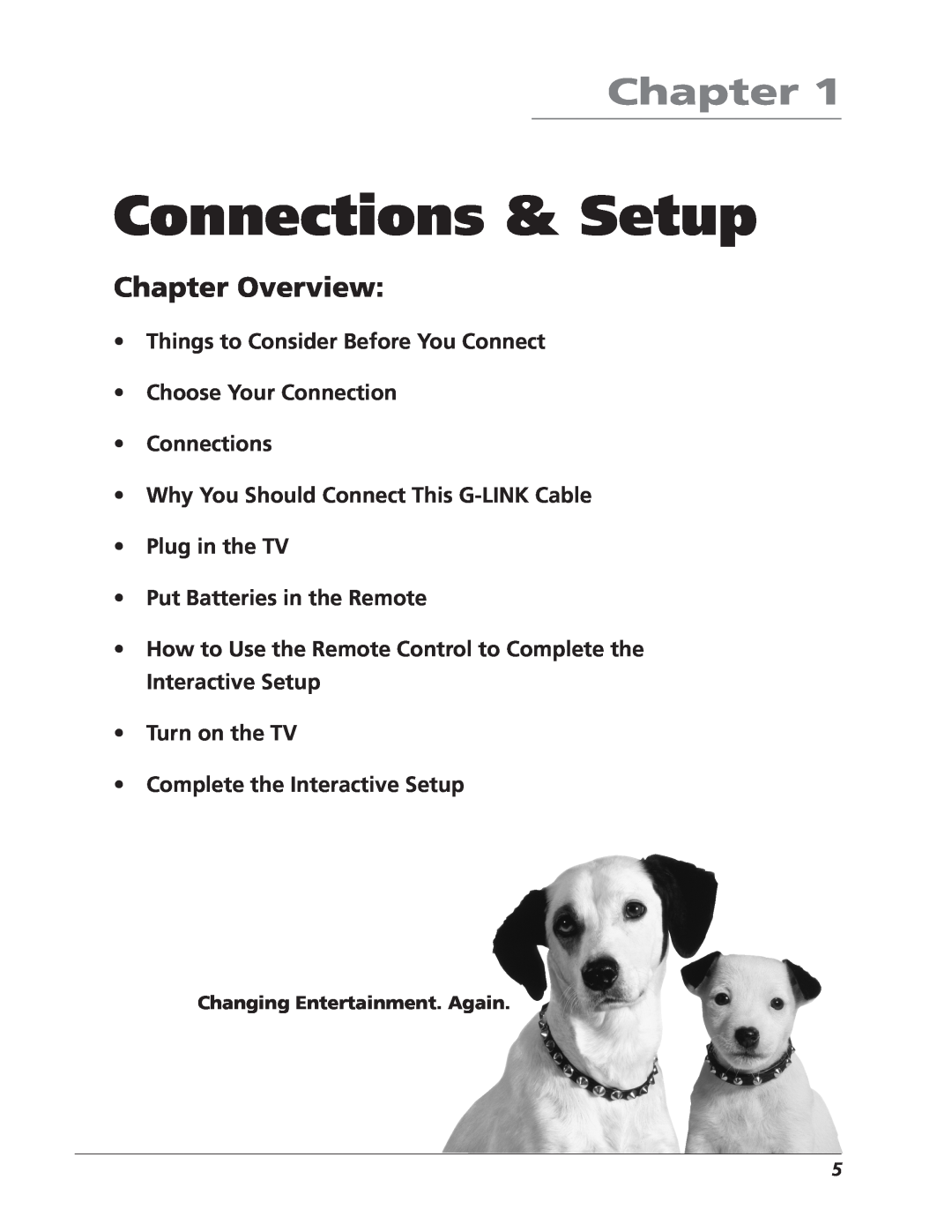 RCA F27669 manual Connections & Setup, Chapter Overview, Things to Consider Before You Connect Choose Your Connection 