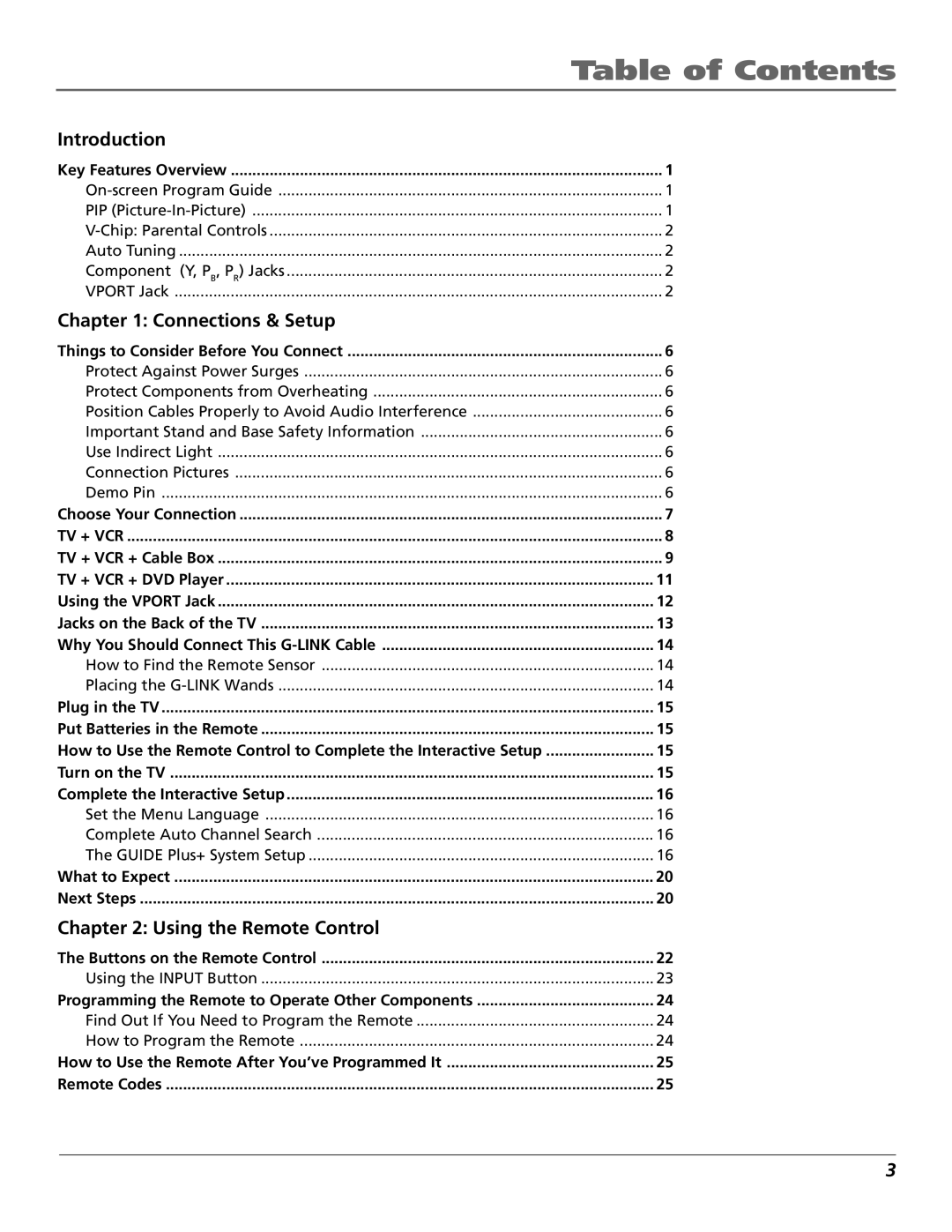 RCA F27718, F32718, F36718, MR68R718 manual Table of Contents 