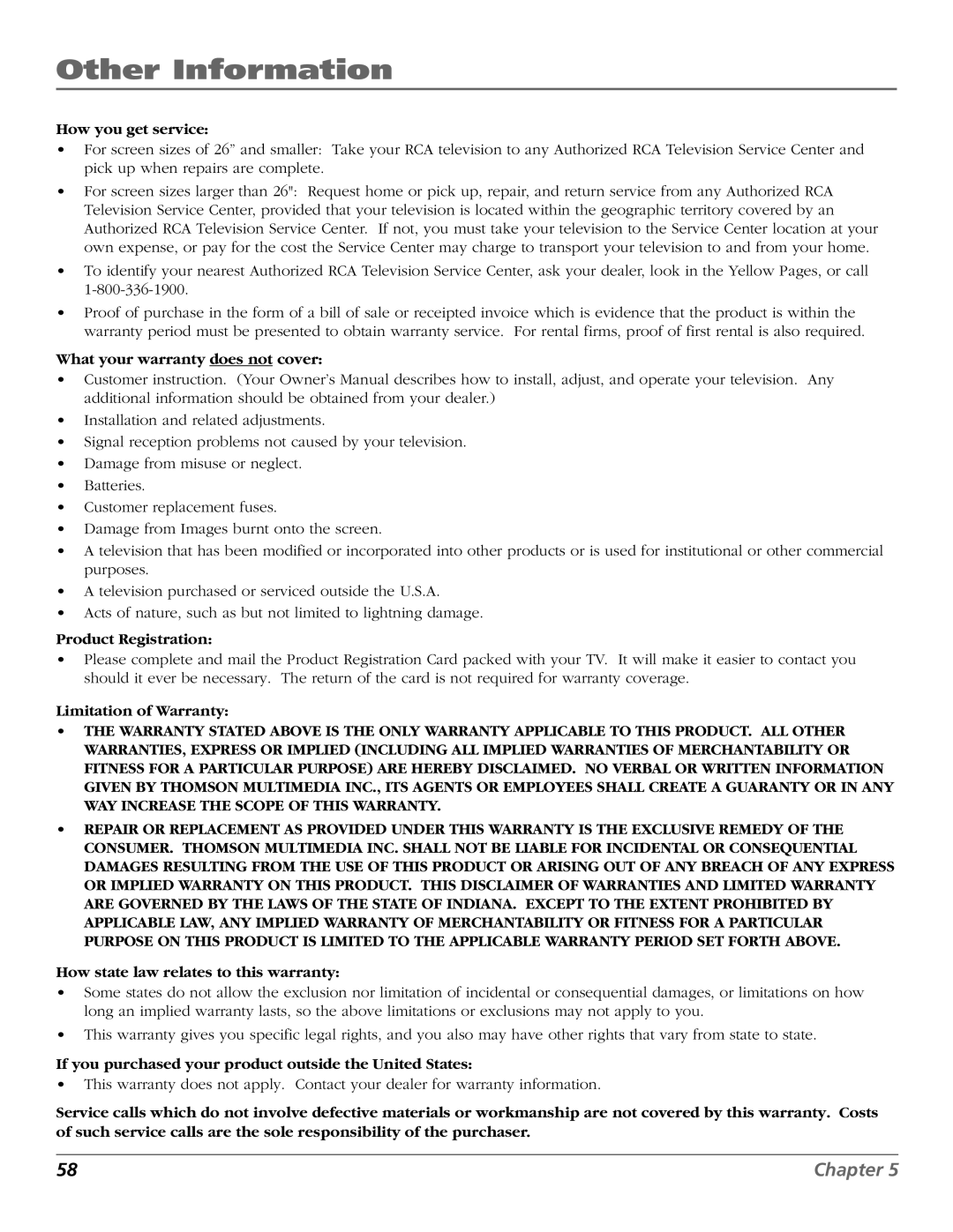 RCA F27718, F32718, F36718, MR68R718 manual How you get service, What your warranty does not cover, Product Registration 