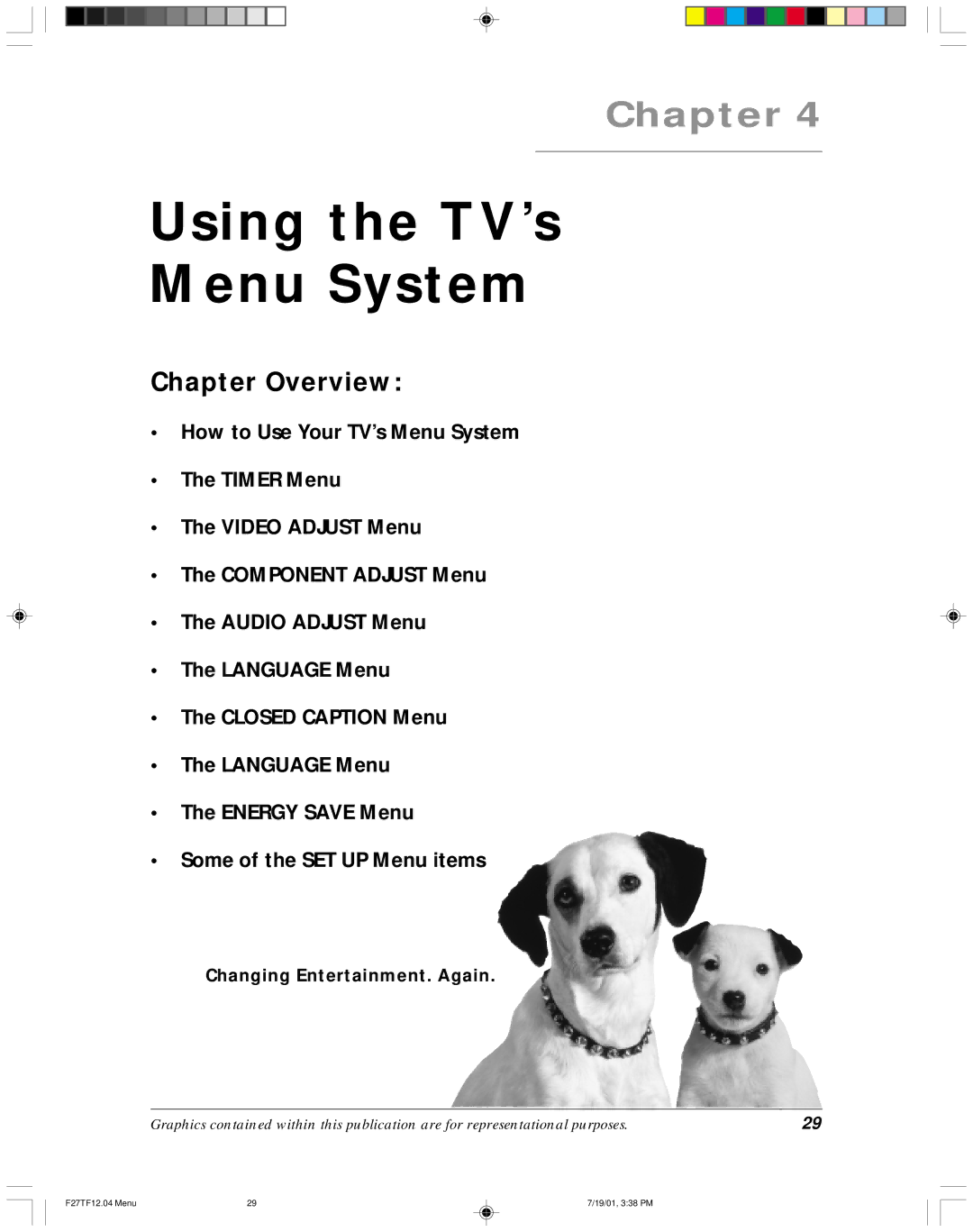 RCA F27TF12 manual Using the TV’s Menu System 